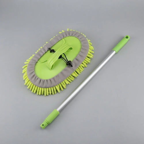 Brosse Nettoyage Voiture Télescopique 2-en-1 – Gant Microfibre Amovible, Manche Extensible